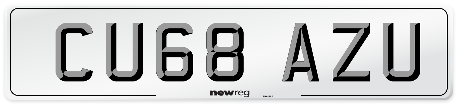 CU68 AZU Number Plate from New Reg